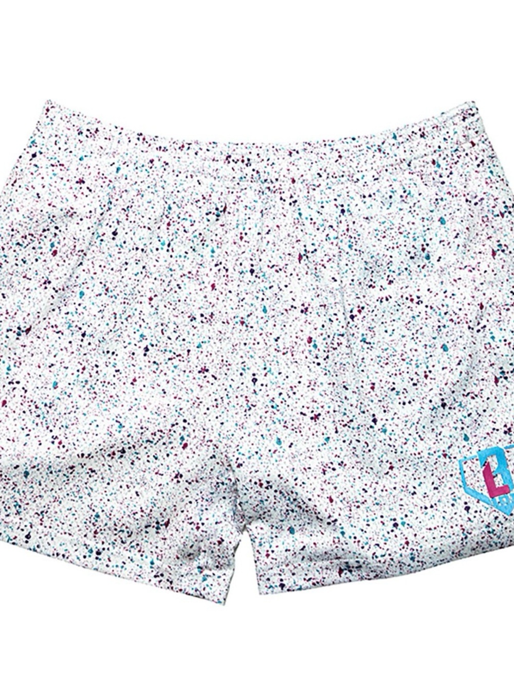 Men's Athletic White Shorts with Multicolor Speckle Print